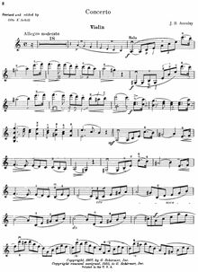 Partition Solo partition de violon, violon-Concert en A Minor, Accolay, Jean-Baptiste