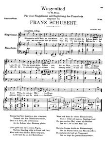 Partition complète, Wiegenlied, D.304, Cradle Song, Schubert, Franz