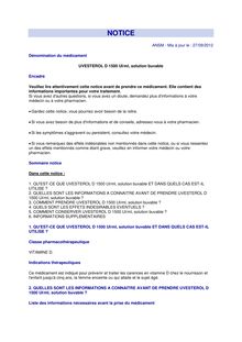 Notice Uvesterol D - UVESTEROL D 1500 UI/ml, solution buvable
