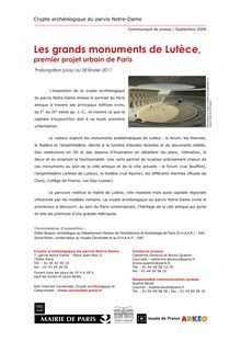 Communiqué monuments de Lutèce - septembre 2009 - Accueil paris.fr ...