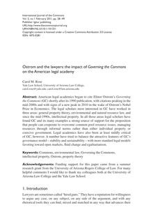 Ostrom and the lawyers: The impact of Governing the Commons on the American legal academy