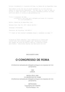 O congresso de Roma - (Conferência realisada pelo delegado portuguez do congresso - do livre-pensamento)