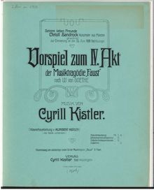 Partition complète, Faust 1.Teil, Goethes Urfaust. Musiktragödie 4 Akte