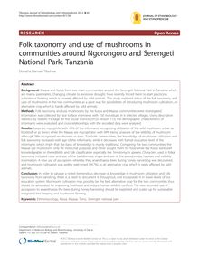 Folk taxonomy and use of mushrooms in communities around Ngorongoro and Serengeti National Park, Tanzania