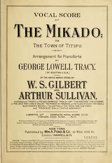 Partition complète, pour Mikado, The Town of Titpu, Sullivan, Arthur