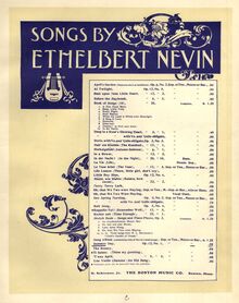 Partition Cover Page (color), 5 chansons, Op.12, Nevin, Ethelbert