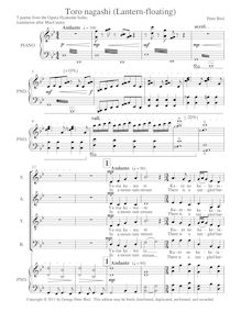 Partition choral score, text, et piano , partie, Toro nagashi (Lantern-floating)