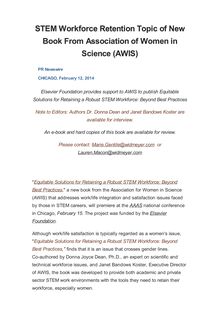 STEM Workforce Retention Topic of New Book From Association of Women in Science (AWIS)
