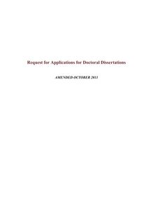 Request for Applications for Doctoral Dissertations