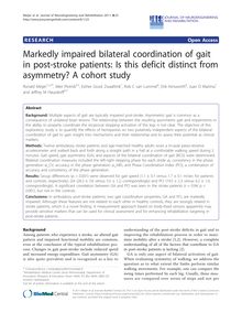 Markedly impaired bilateral coordination of gait in post-stroke patients: Is this deficit distinct from asymmetry? A cohort study