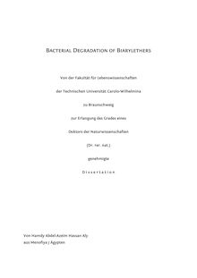 Bacterial degradation of biarylethers [Elektronische Ressource] / von Hamdy Abdel-Azeim Hassan Aly