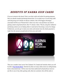 Benefits of Karma Koin Cards