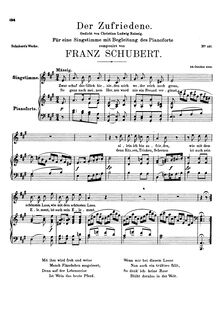 Partition complète, Der Zufriedene, D.320, The Contented Man, Schubert, Franz