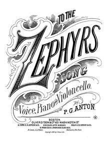 Partition de piano, partition de violoncelle, voix , partie, To pour Zephyrs