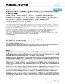 Malaria incidence and efficacy of intermittent preventive treatment in infants (IPTi)