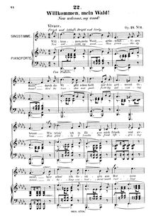 Partition No.1 - Willkommen, mein Wald! (Now welcome, my wood!) [Low voix], Sechs Gesänge, Op.21