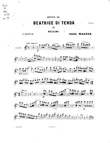 Partition flûte , partie, quatuor No.11, Motifs de  Beatrice di Tenda 