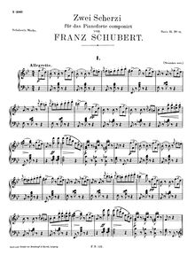 Partition complète, 2 Scherzo, D.593, Schubert, Franz par Franz Schubert