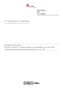 Association et imagination. - compte-rendu ; n°1 ; vol.19, pg 443-449