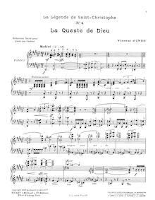 Partition La Queste de Dieu arranged pour piano, La légende de Saint-Christophe : drame sacré en trois actes et huit tableaux