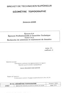 Recherche de solutions et traitements de données 2006 BTS Géomètre topographe