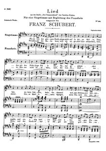 Partition voix + partition de piano, Ferne von der Grossen Stadt, D.483