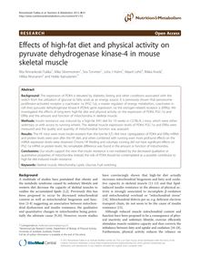 Effects of high-fat diet and physical activity on pyruvate dehydrogenase kinase-4 in mouse skeletal muscle