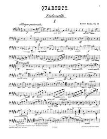 Partition violoncelle, corde quatuor No.1, Op.58, Quartett in E-dur für 2 Violinen, Viola und Violoncell, Op.58