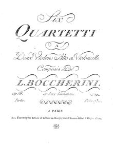 Partition viole de gambe, 6 corde quatuors, G.242-247 (Op.58), Boccherini, Luigi par Luigi Boccherini