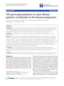 TNF gene polymorphisms in cystic fibrosis patients: contribution to the disease progression