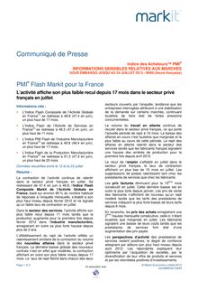 PMI Markit : L’activité affiche son plus faible recul depuis 17 mois dans le secteur privé français en juillet