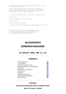 Blackwoods Edinburgh Magazine, Volume 59, No. 366, April, 1846