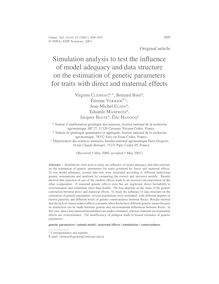 Simulation analysis to test the influence of model adequacy and data structure on the estimation of genetic parameters for traits with direct and maternal effects