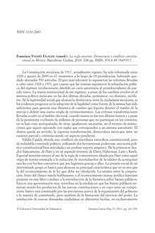 «La regla ausente. Democracia y conflicto constitucional en México». Francisco VALDÉS UGALDE (coord.). Barcelona: Gedisa, 2010. 248 pp. ISBN: 978-8-49-784539-7.