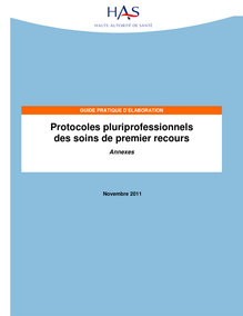 Élaboration des protocoles pluriprofessionnels de soins de premier recours - Protocoles pluriprofessionnels - Annexes du guide pratique