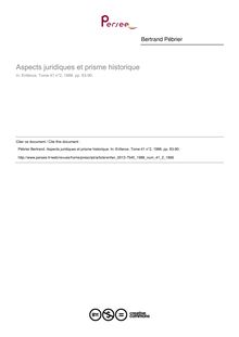 Aspects juridiques et prisme historique - article ; n°2 ; vol.41, pg 83-90