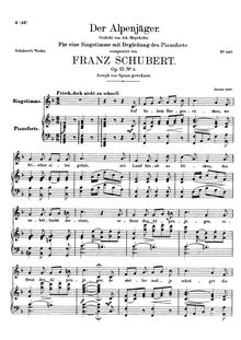 Partition complète, original key (F major), Der Alpenjäger, D.524 (Op.13 No.3)