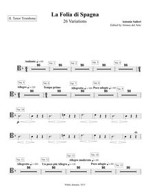Partition ténor Trombone 2, 26 Variations on La Folia di Spagna