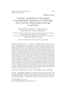 Genetic variability of the length of postpartum anoestrusin Charolais cows and its relationship with age at puberty