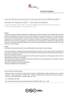 Les dimensions historique et structurelle de la différenciation sociale de l espace urbain : l exemple bruxellois - article ; n°1 ; vol.4, pg 15-29
