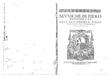 Partition parties complètes, Musiche di Pietro Benedetti, 1611, Benedetti, Piero