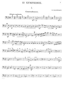 Partition Basses, Symphony No.1 en G minor, 1re Symphonie, Kalinnikov, Vasily