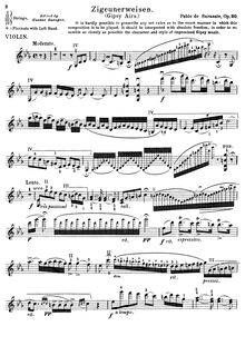 Partition violon Solo, Zigeunerweisen, Op.20, Gypsy Airs, Sarasate, Pablo de