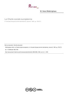 La Charte sociale européenne - article ; n°1 ; vol.9, pg 709-721