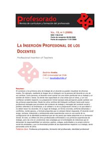 La Inserción Profesional de los Docentes. (Professional Insertion of Teachers)