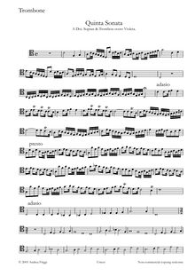 Partition Trombone, Quinta Sonata A Doi. Sopran & Trombon overo Violeta