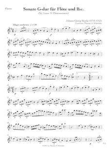 Partition flûte , partie, 11 flûte sonates, 1. C major2. G major3. B♭ major4. F major5. G major6. G major7. G major8. D major9. B♭ major10. A major11. G major par Johann Benda