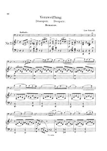 Partition de piano, Despair (Отчаяние), Romance, Sidorov, Lev