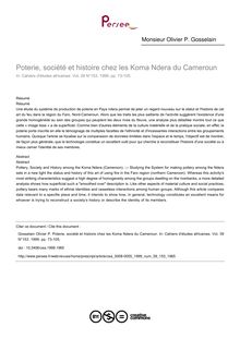 Poterie, société et histoire chez les Koma Ndera du Cameroun - article ; n°153 ; vol.39, pg 73-105
