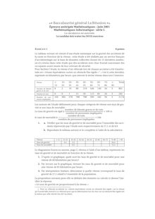 Baccalauréat général La Réunion Épreuve anticipée Mathématiques juin
